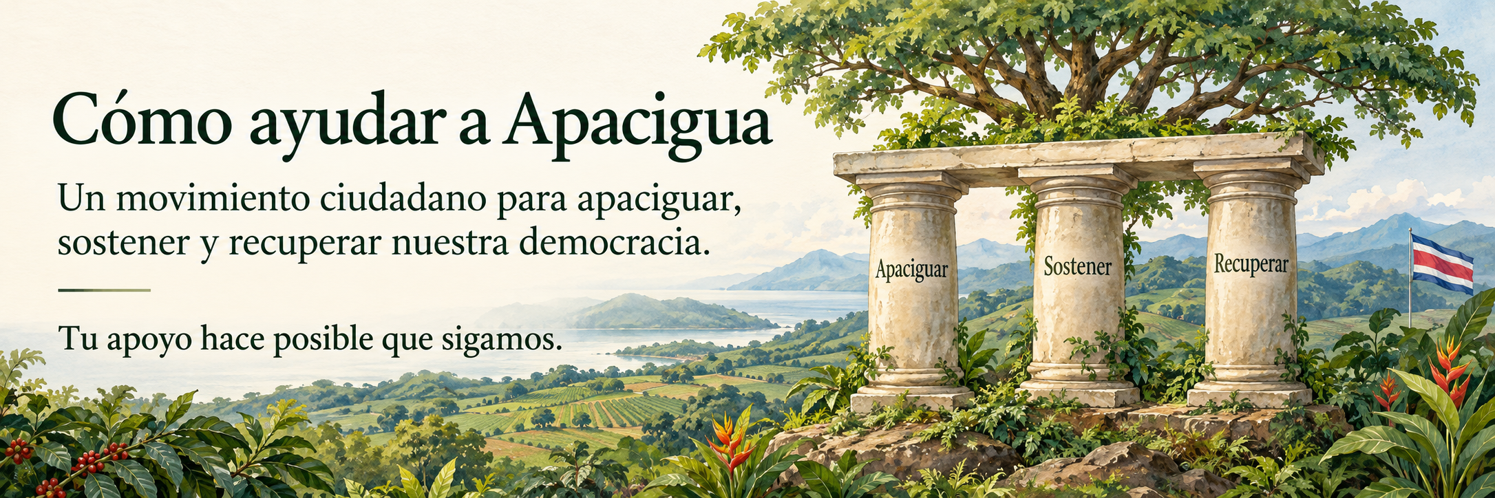 Cómo ayudar a Apacigua. Un movimiento ciudadano para apaciguar, sostener y recuperar nuestra democracia. Tu apoyo hace posible que sigamos.